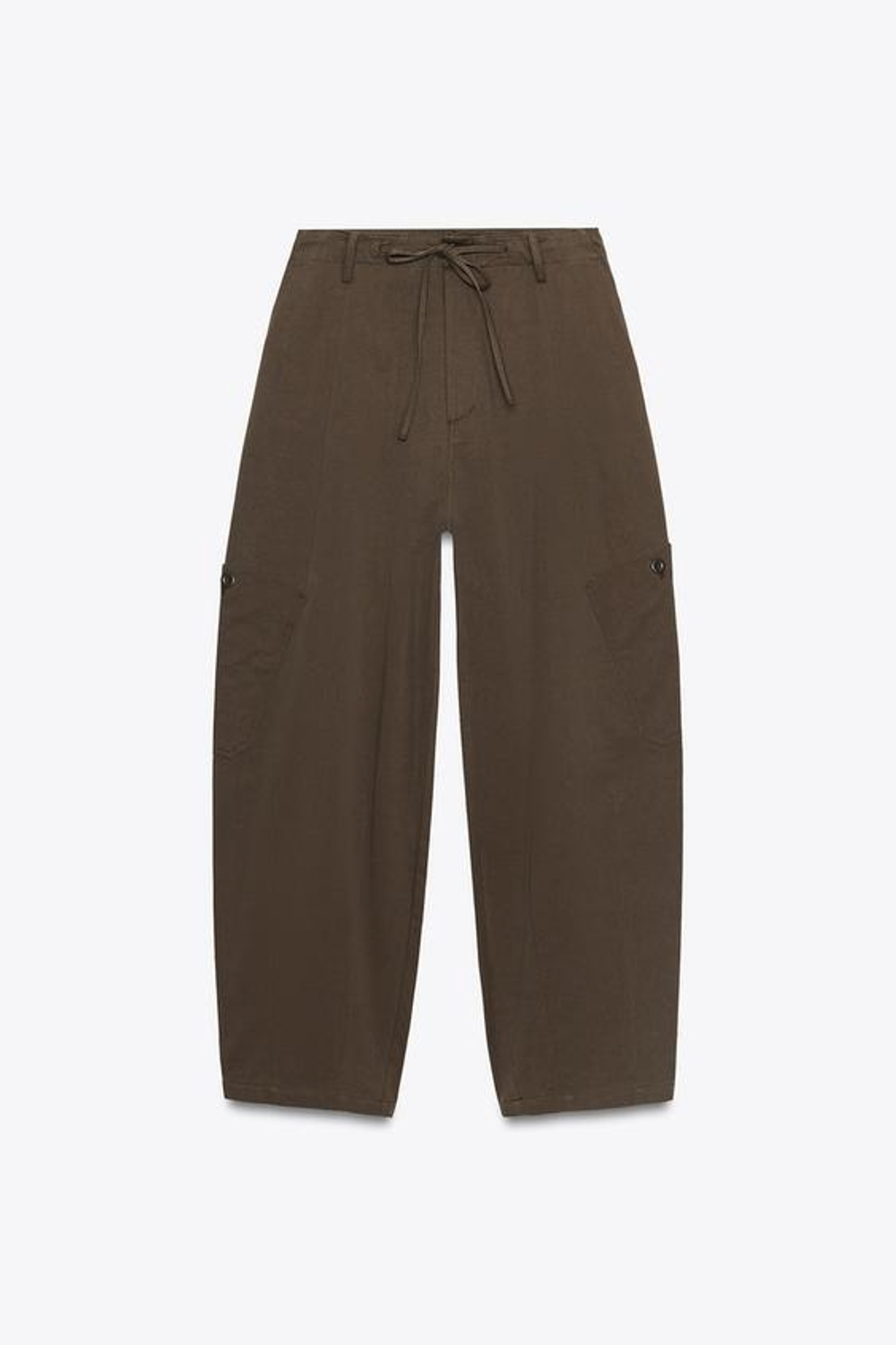 ZARA БРЮКИ-БАЛЛОНЫ КАРГО, КОРИЧНЕВЫЙ