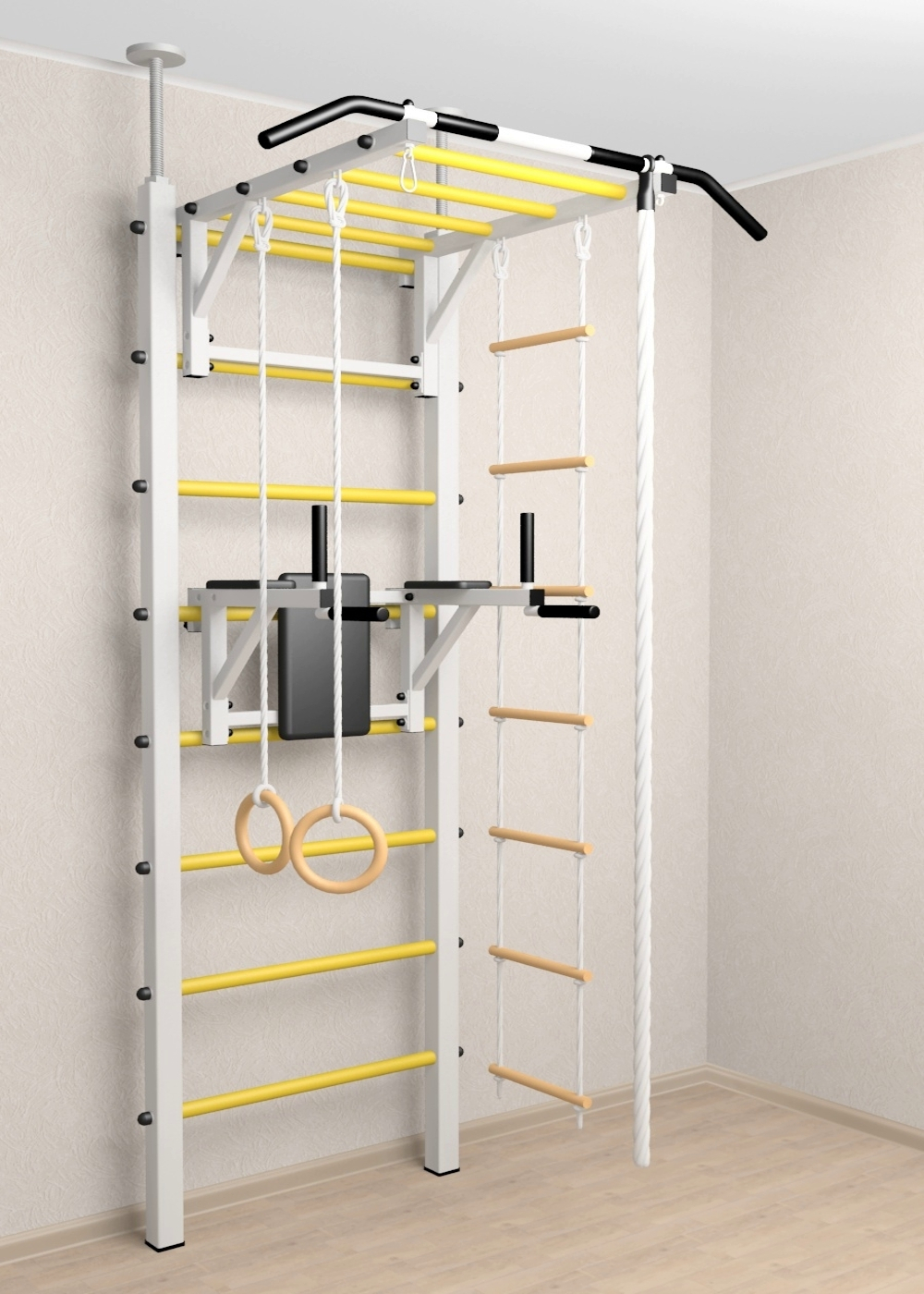 Шведская стенка Sv Sport враспор (Турник рукоход/Брусья/Канат/Кольца/Лестница)