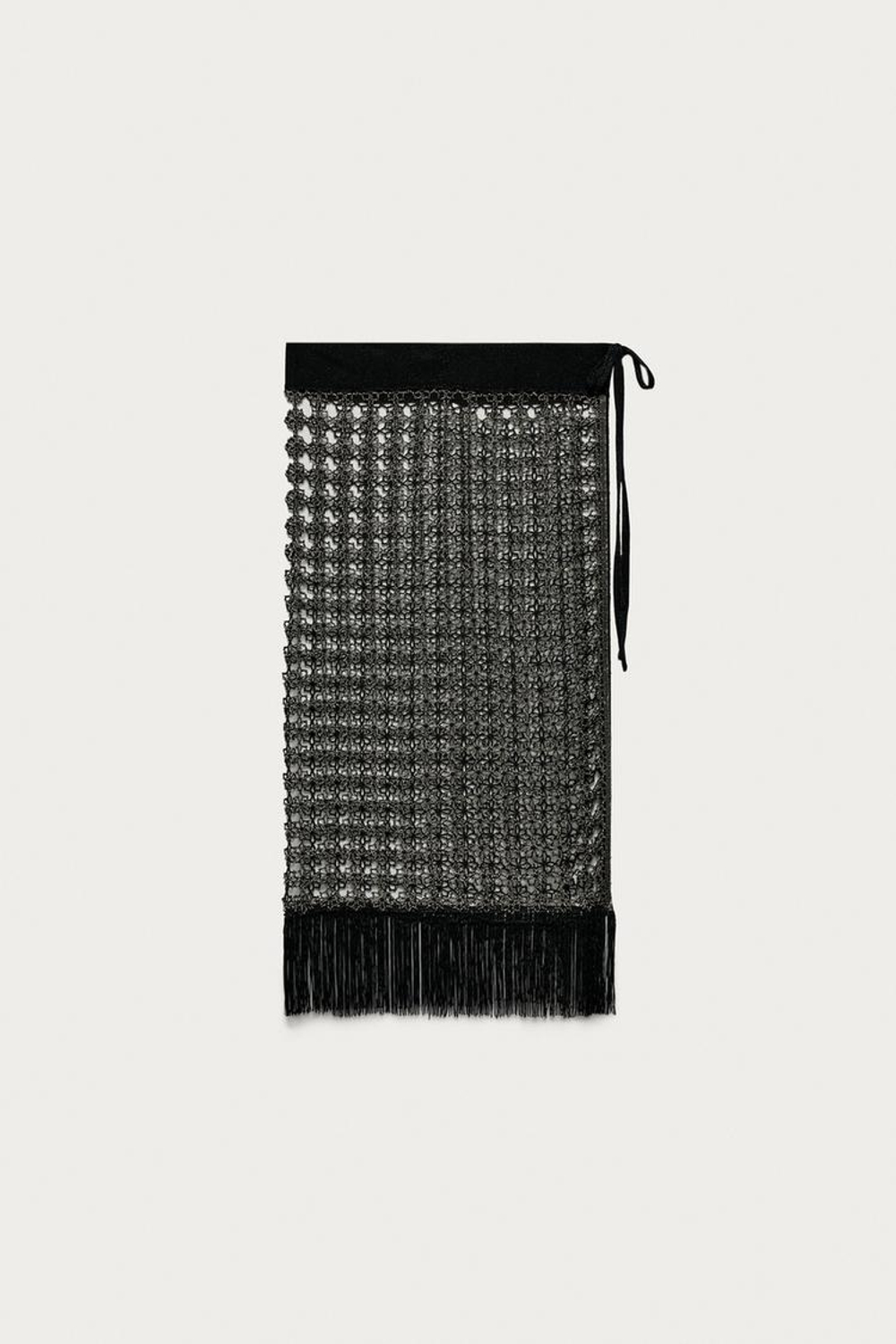 ZARA X MARISA BERENSON ЮБКА-ПАРЕО С ВЫШИВКОЙ, ЧЕРНЫЙ