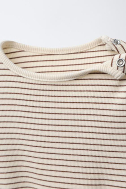 ZARA КОМПЛЕКТ ИЗ БОДИ И ЛЕГИНСОВ В ПОЛОСКУ, КОРИЧНЕВЫЙ