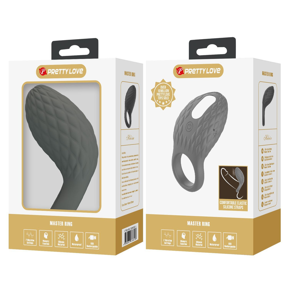 Серое эрекционное виброкольцо (Цвет: серый)