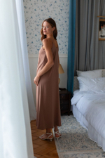 Платье-комбинация с разрезом для беременных и кормящих, Мокко