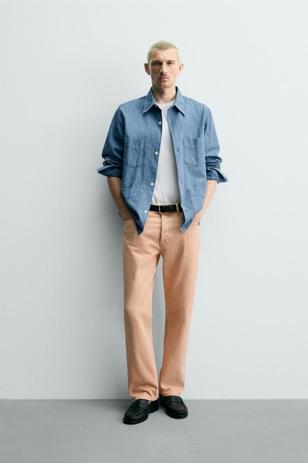 ZARA ДЖИНСЫ STRAIGHT FIT С ЭФФЕКТОМ ПОТЕРТОСТИ, ОРАНЖЕВЫЙ