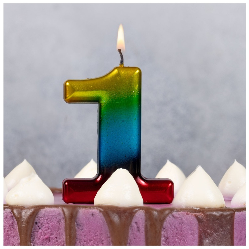 Свечи-цифры Радуга 8 см