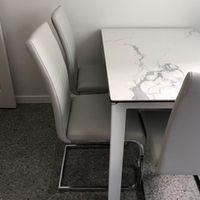 Стол прямоугольный CORNER 120 HIGH GLOSS STATUARIO Белый глянец керамика/ белый каркас