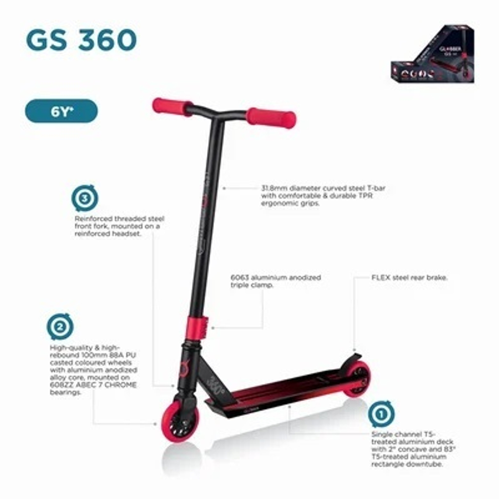 Самокат Globber GS 360 красный