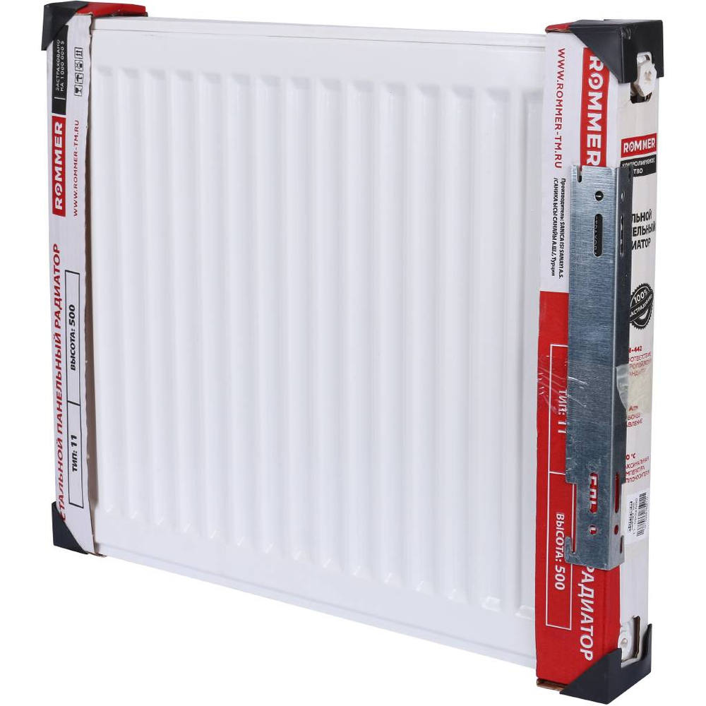 Радиатор панельный профильный ROMMER Ventil тип 11 - 500x600 мм (подключение нижнее, цвет белый)