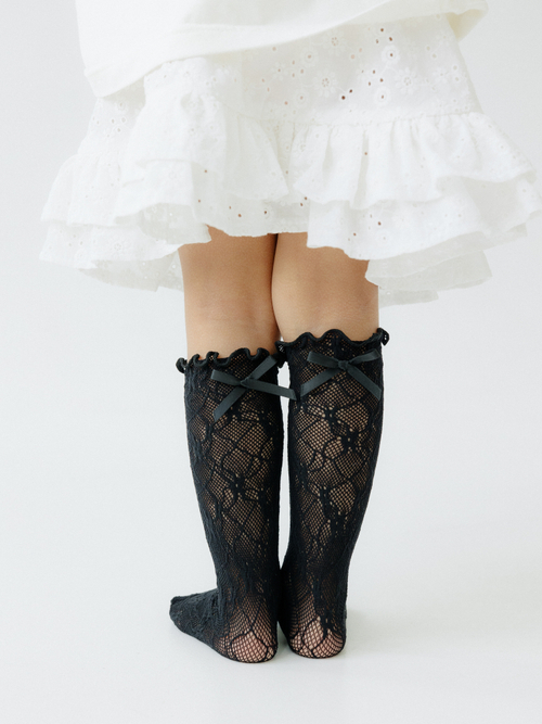 Гольфы кружевные с бантиком, Черный