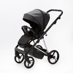 Детская универсальная коляска Adamex Quantum Star Deluxe Q-STAR108 (2в1) Черная экокожа, Хром