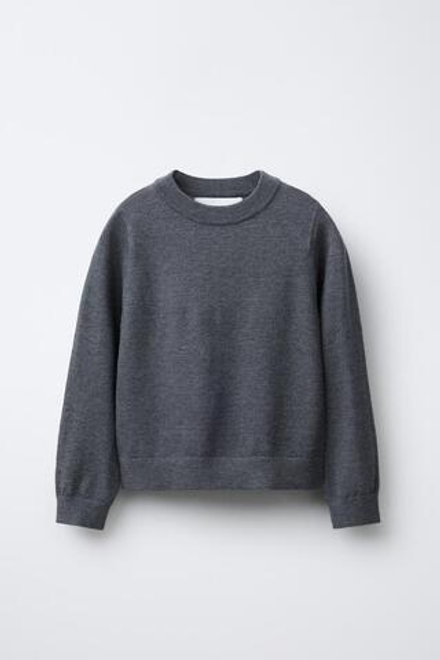 ZARA ТОНКИЙ ТРИКОТАЖНЫЙ СВИТЕР, АНТРАЦИТОВО-СЕРЫЙ