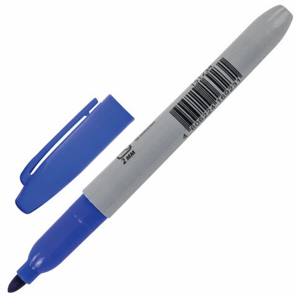 Маркер перманентный (нестираемый) STAFF "EVERYDAY", СИНИЙ, эргономичный корпус, круглый наконечник, 2 мм, 151234