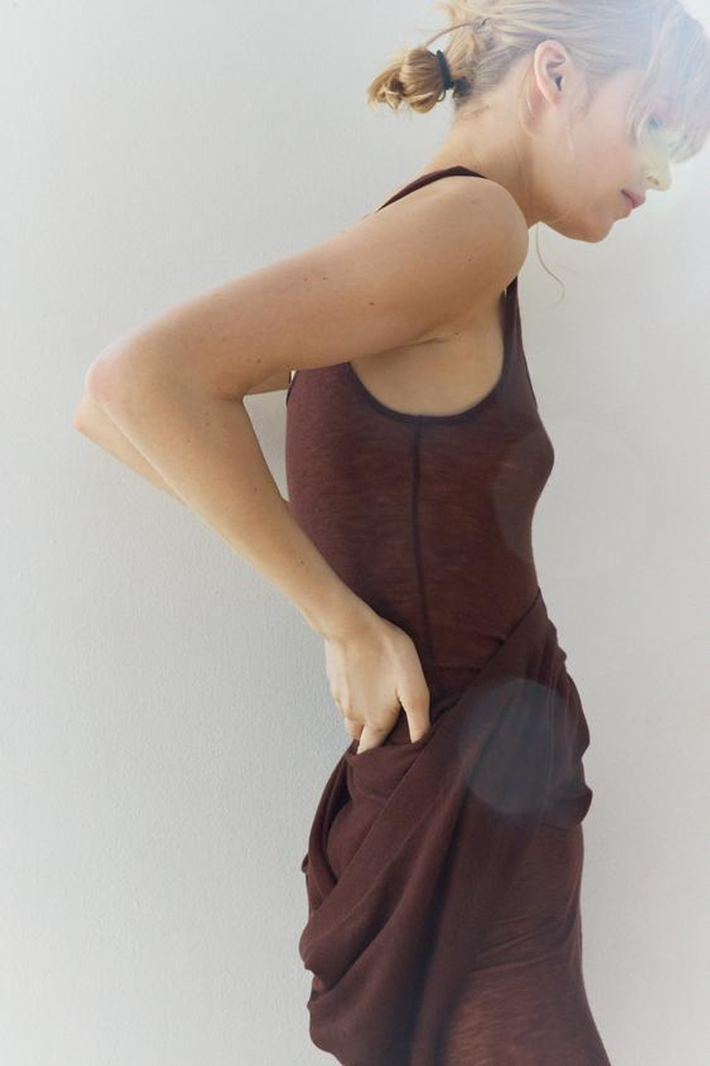 ZARA ТОП ИЗ 100% ШЕРСТИ, КОРИЧНЕВЫЙ