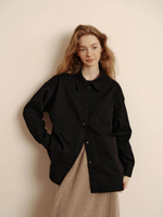 Рубашка оверсайз с карманами, черная джинса