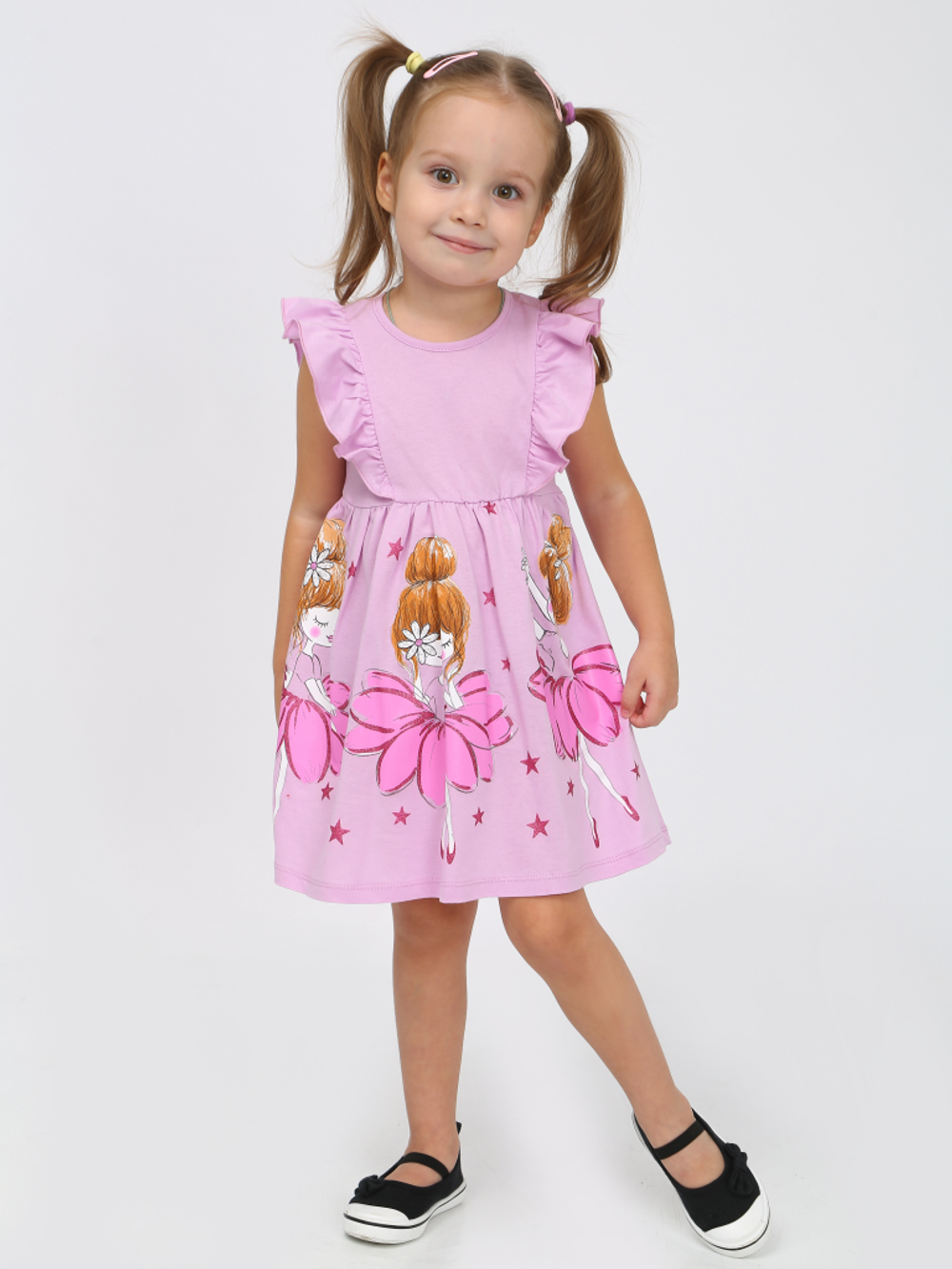 Платье "Полевые цветы-7" с шелкографией, размер 128, сиреневый (Ивашка)