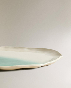 ZARA HOME ТАРЕЛКА ИЗ КЕРАМИКИ С УЗОРОМ, ЗЕЛЕНЫЙ