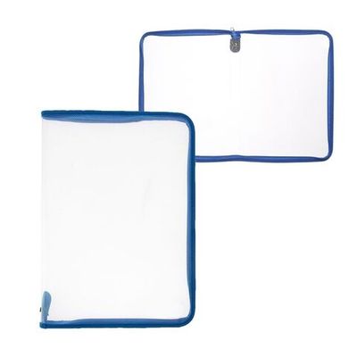 Папка пластиковая А4, 325 х 230 х 25 мм, молния вокруг, Calligrata Офис , ПМ-А4-01, 0.5 мм, прозрачная, синяя