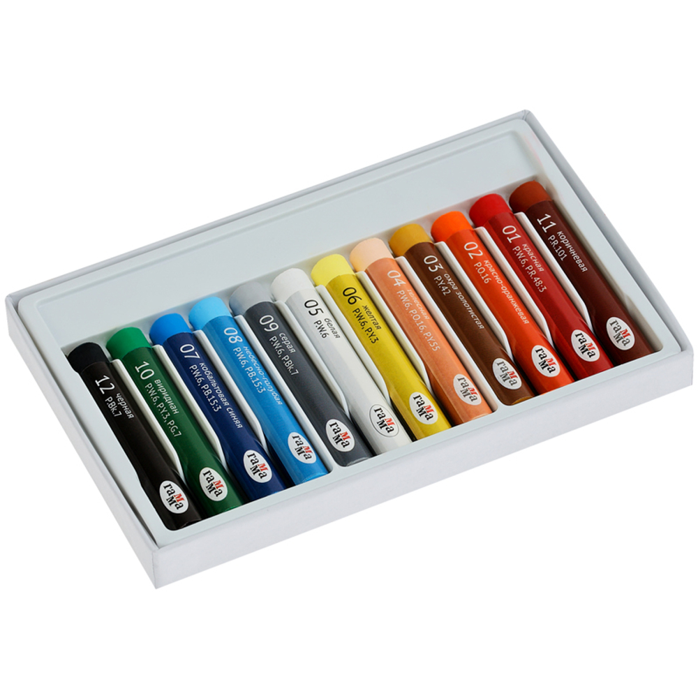 Пастель масляная Гамма "Студия", 12 мелков, картон. упаковка