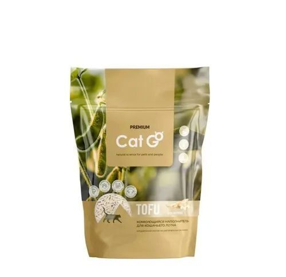 Наполнитель Cat Go TOFU для кошачьего туалета, комкующийся, растительный, без запаха, 2,5 кг (6 л)
