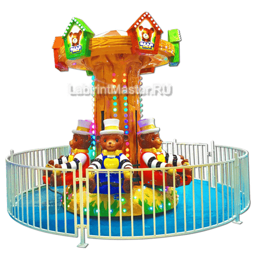 Электрическая Аттракцион карусель «Мишки», 4×4×2,9 м