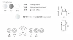 Стул с подлокотниками Vanity прозрачный серый