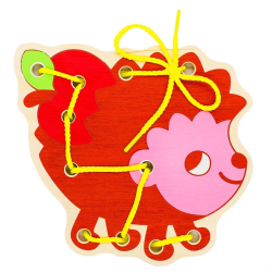 Шнуровка "Ежик", развивающая игрушка для детей, обучающая игра из дерева