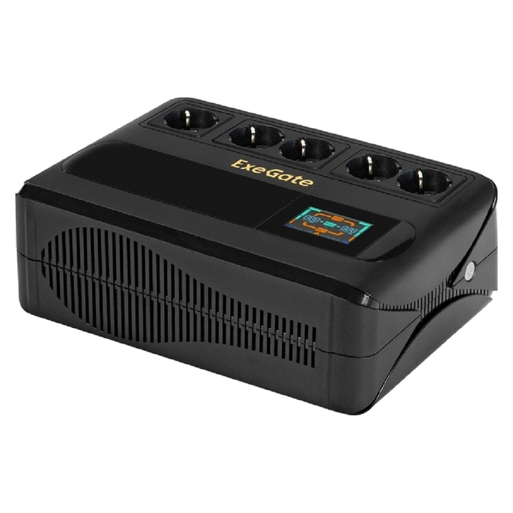 Источник бесперебойного питания Exegate EX295685RUS ИБП ExeGate NEO Smart BU-800.LCD.AVR.5SH &lt;800VA / 480W, цветной LCD-дисплей, AVR, 5*Schuko, Black&gt;