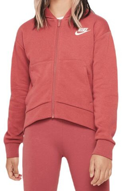 Кофта для девочки теннисная  Nike Sportswear Club Fleece Full Zip Hoodie - canyon rust/white
