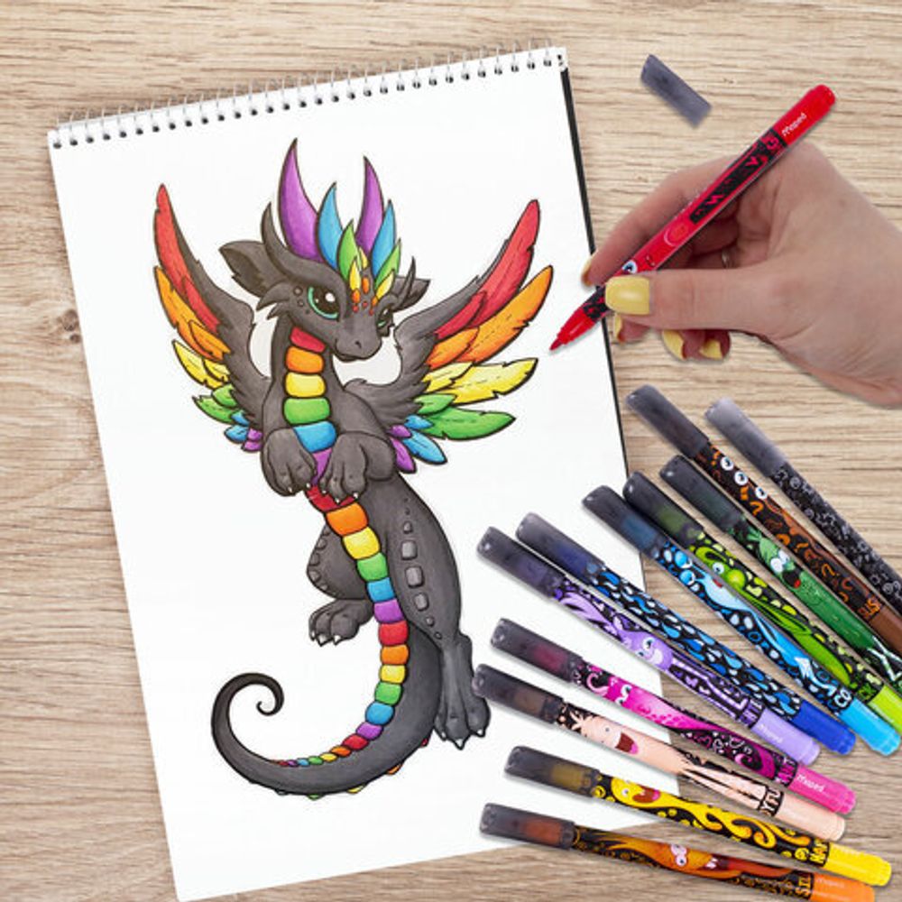 Фломастеры MAPED "COLOR PEP'S Monster", 12 цветов, смываемые, вентилируемый колпачок, 845400