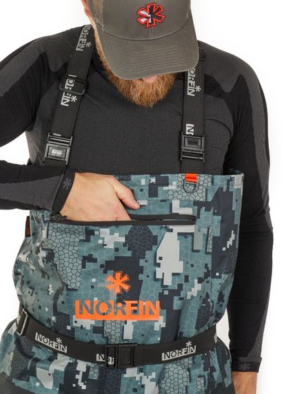 Полукомбинезон заброд. Norfin PILOT CAMO BOOTFOOT р.45-XL с сапогами резина