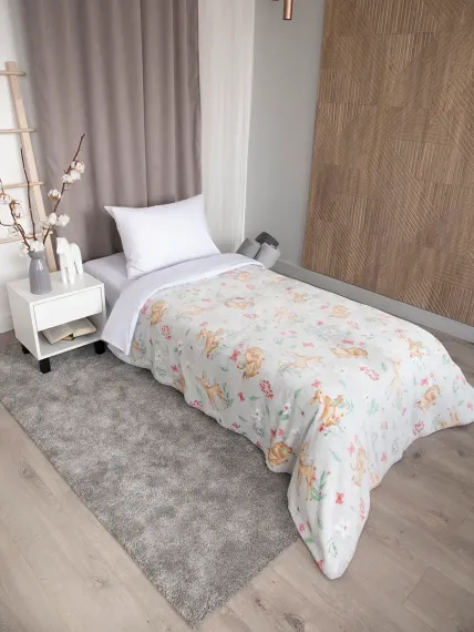 Плед на кровать Baby Nice MICRO FLANNEL Оленята серый 150х200