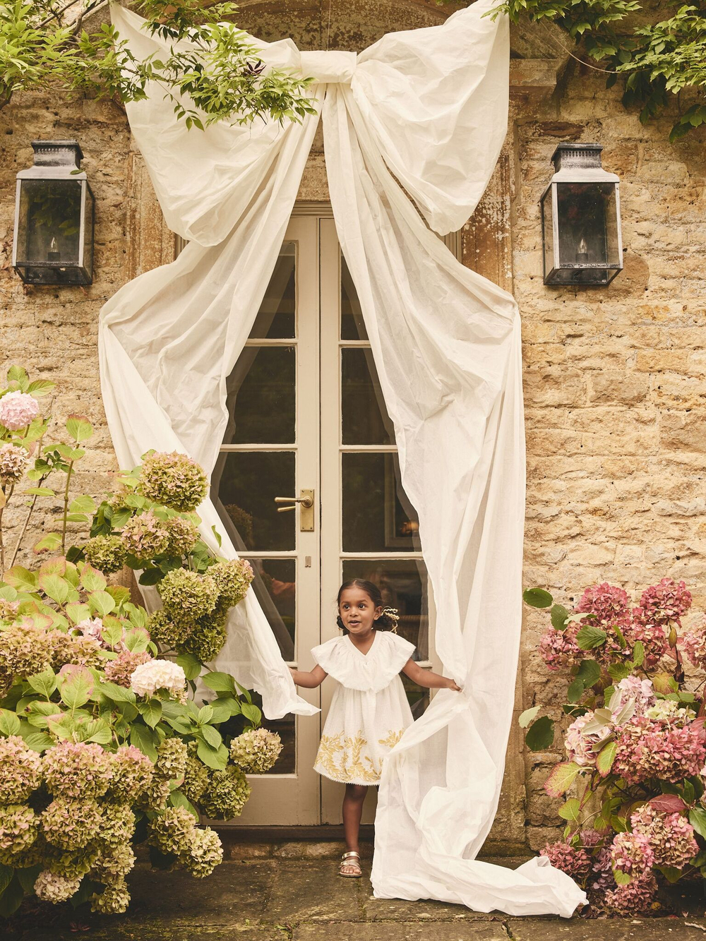 Платье с воротником для девочки Next E89-856, Молочный