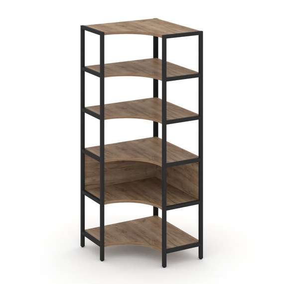 Shelf System Односекционный угловой стеллаж пятиярусный SN.STMU-511 Дуб Табак/Металл Черный 810*810*
