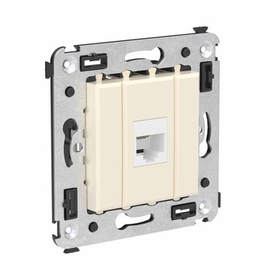 Телефонная розетка RJ-12 без шторки в стену одинарная, "Avanti", "Ванильная дымка"