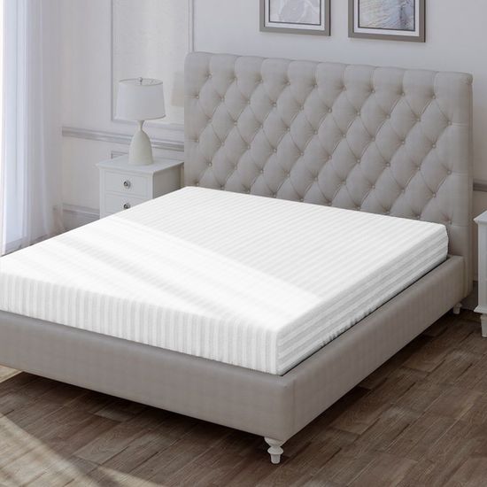 Простыня на резинке White, 200x200х30, страйп полисатин DOMTEKC