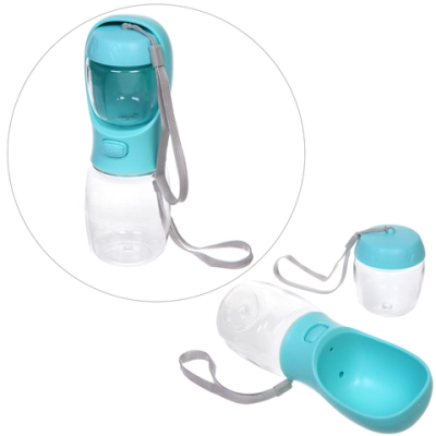 Поилка - кормушка портативная прогулочная с кнопкой «ЛЮБИМЫЙ БРО», цвет голубой, 350мл (коробка)