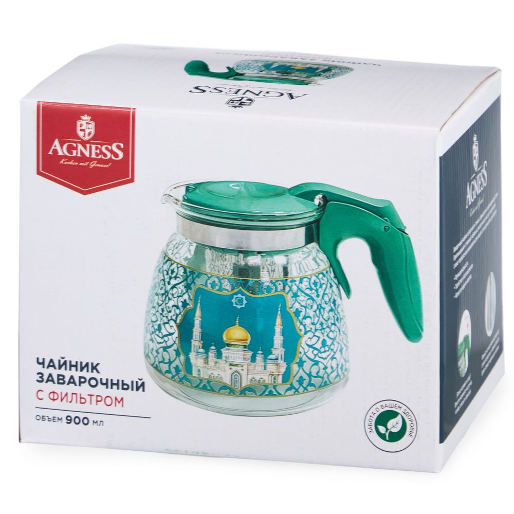 ЗАВАРОЧНЫЙ ЧАЙНИК AGNESS С ФИЛЬТРОМ "СУРА" 900 МЛ.