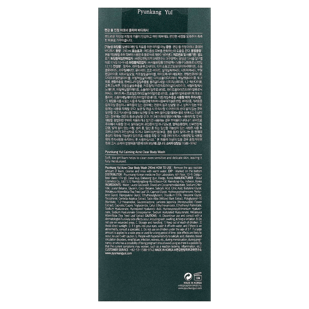 Pyunkang Yul, Успокаивающее очищающее средство для тела от акне, 290 мл (9,8 жидк. унц.)