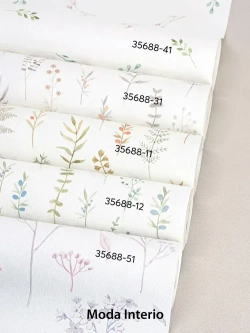 Обои виниловые на флизелиновой основе Provance (Moda Interio), прованс веточки серые, для спальни, метровые