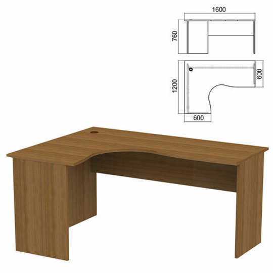 Стол компактный "Арго", 1600х1200х760, левый, орех (КОМПЛЕКТ)