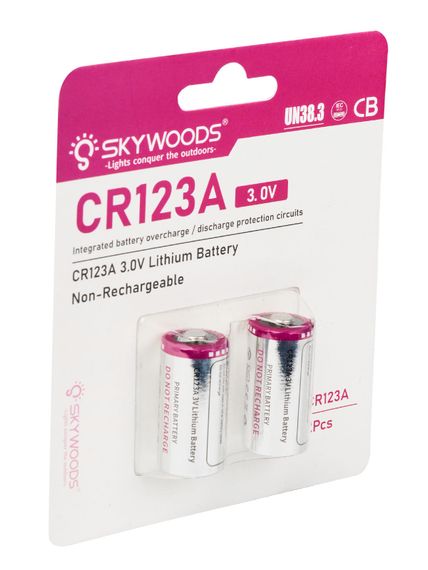 Батарейкаи  Skywoods CR123A, 1600mAh, комплект - 2 шт