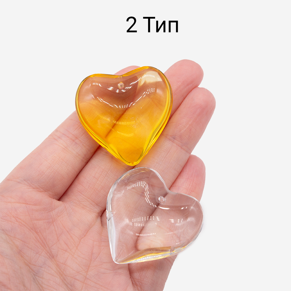 Стеклянная подвеска в форме сердца, оттенок "Прозрачный", 34мм