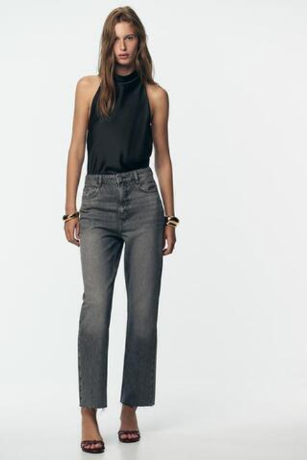 ZARA ДЖИНСЫ Z.02 STRAIGHT ANKLE С ВЫСОКОЙ ПОСАДКОЙ, СЕРЫЙ