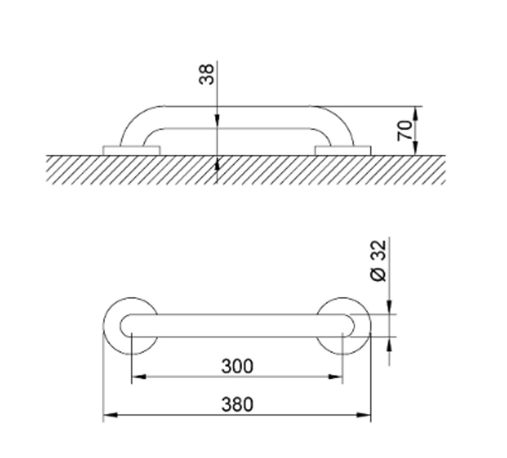 Поручень прямой 300 мм нерж. сталь NOFER 15054.30.S матовый