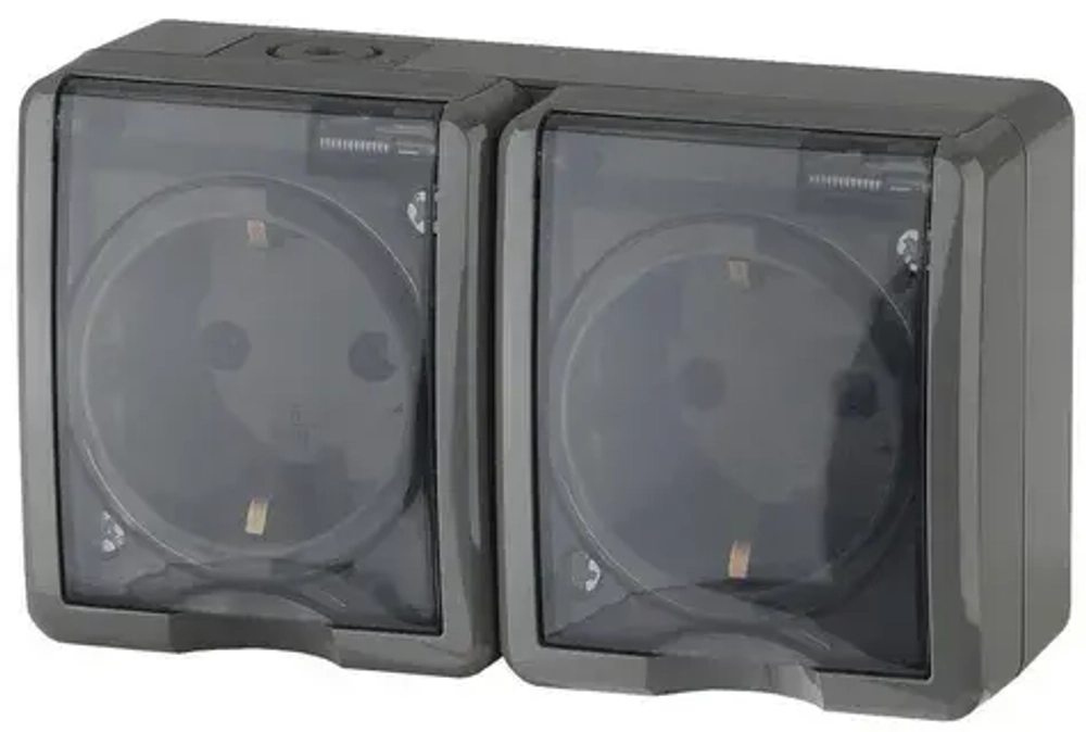 Розетка 2 м 2х2P+E IP54, 11-2403-03 ЭРА , 16A-250В, ОУ, Эра Эксперт, серый Б0020717
