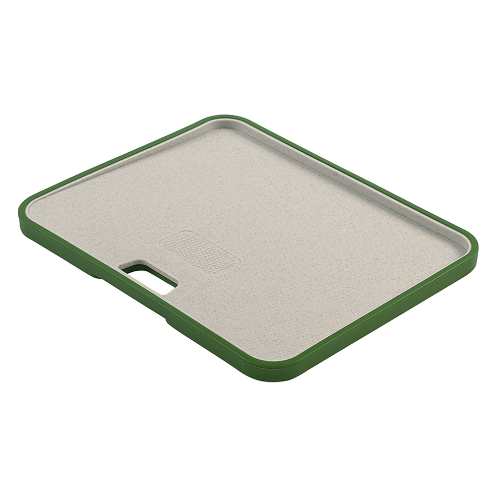 Доска разделочная из пшеничного волокна двусторонняя ness, 34х28 см, светло-серая с зеленым кантом