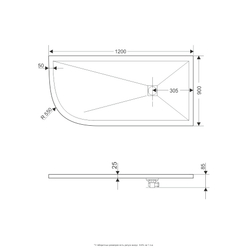 Душевой поддон асимметричный RGW ST/AR-W Белый (900x1200)