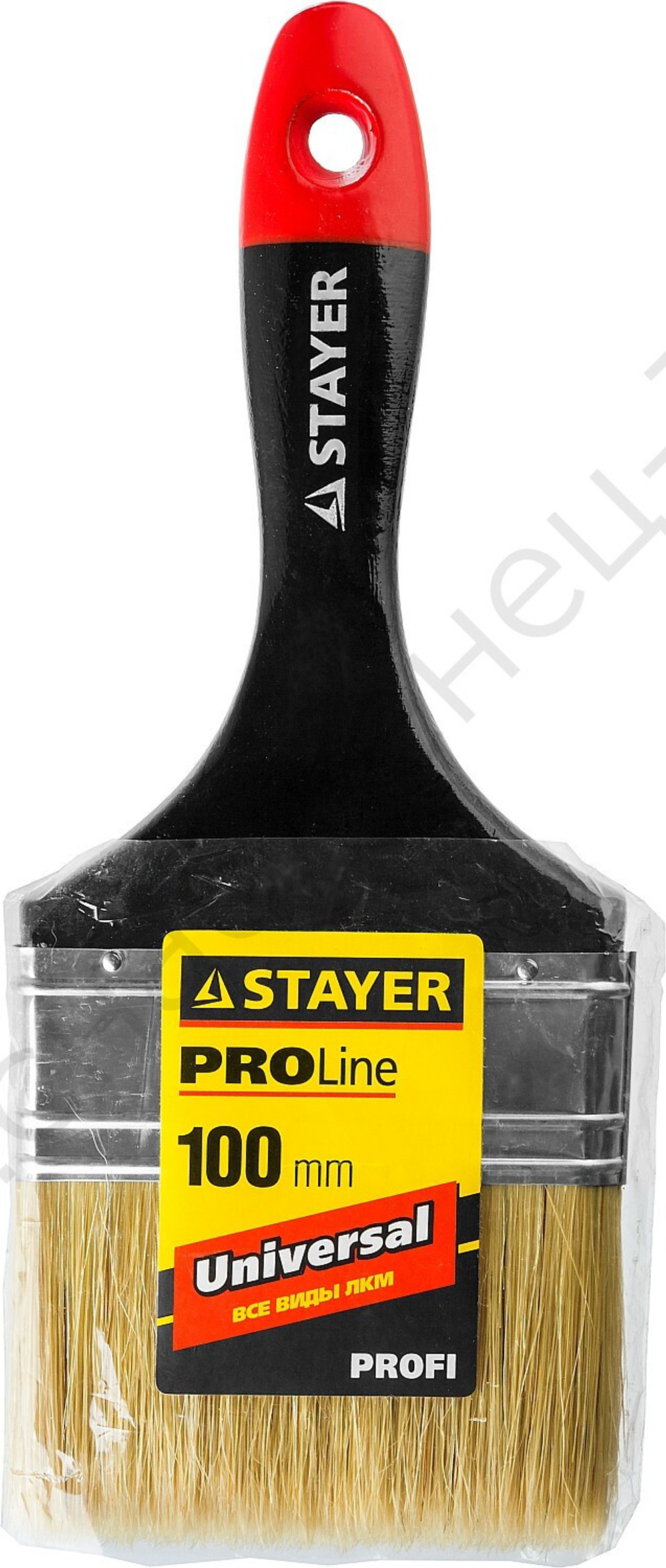 STAYER Universal 100 мм, 4″ светлая натуральная щетина, деревянная ручка, Плоская кисть, PROFESSIONAL (0104-100)