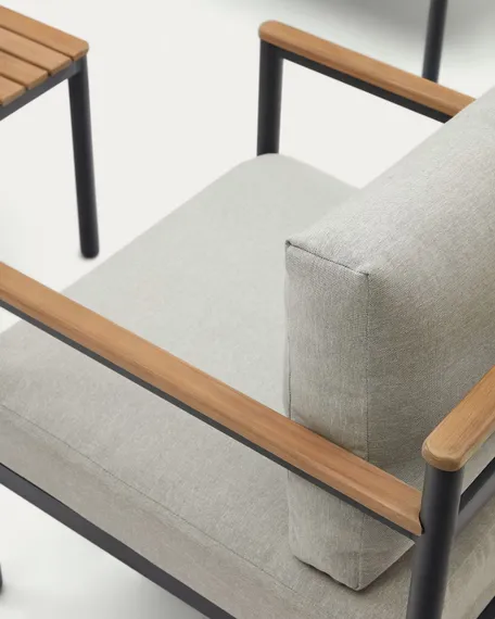 Комплект уличной мебели Aiguafreda из алюминия и акации, диван, 2 стула, столик