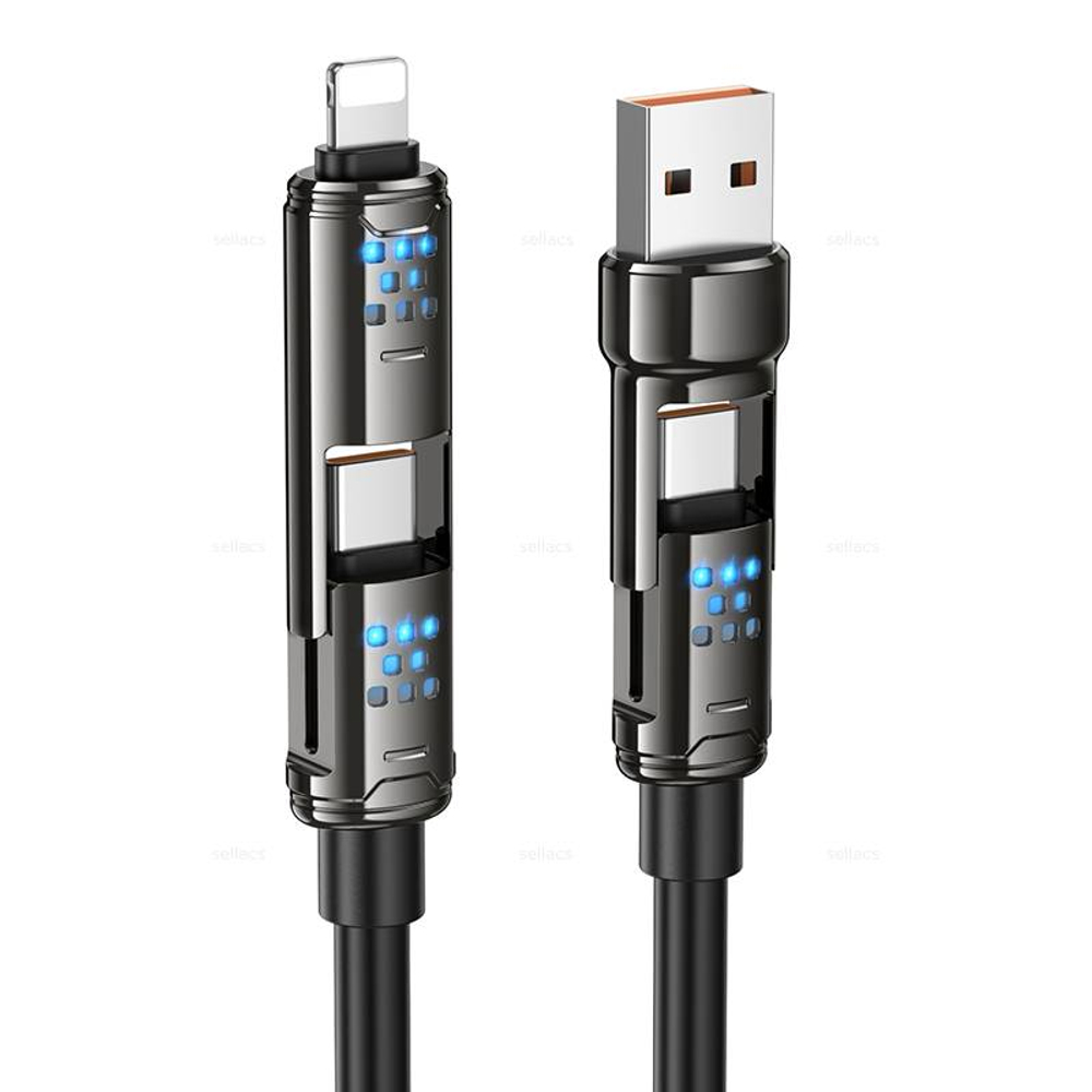 Кабель 4-в-1USB/C на iP/C 240W Hoco U143 (black)