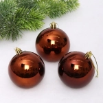 Новогодние шары 8 см (набор 3 шт) «Глянец», шоколад